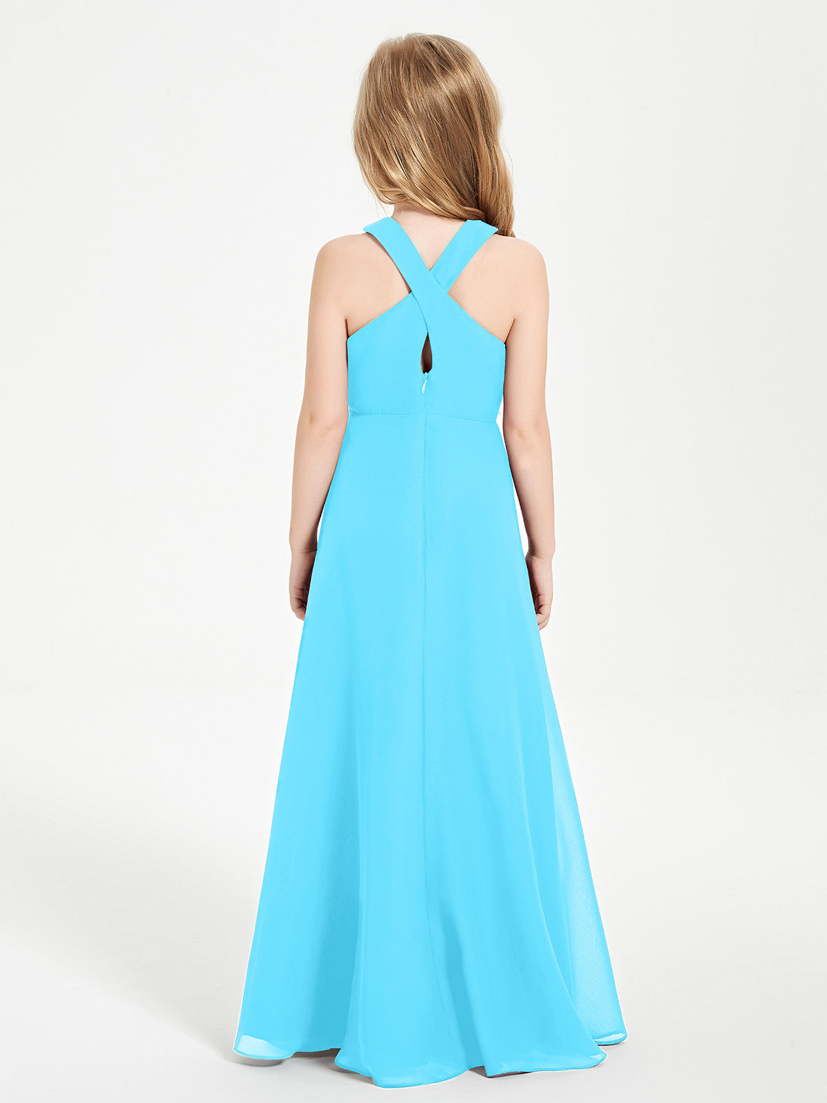 Grecian Neckline Long Dresses for Junior Bridesmaids Pool